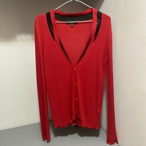 Red cardigan